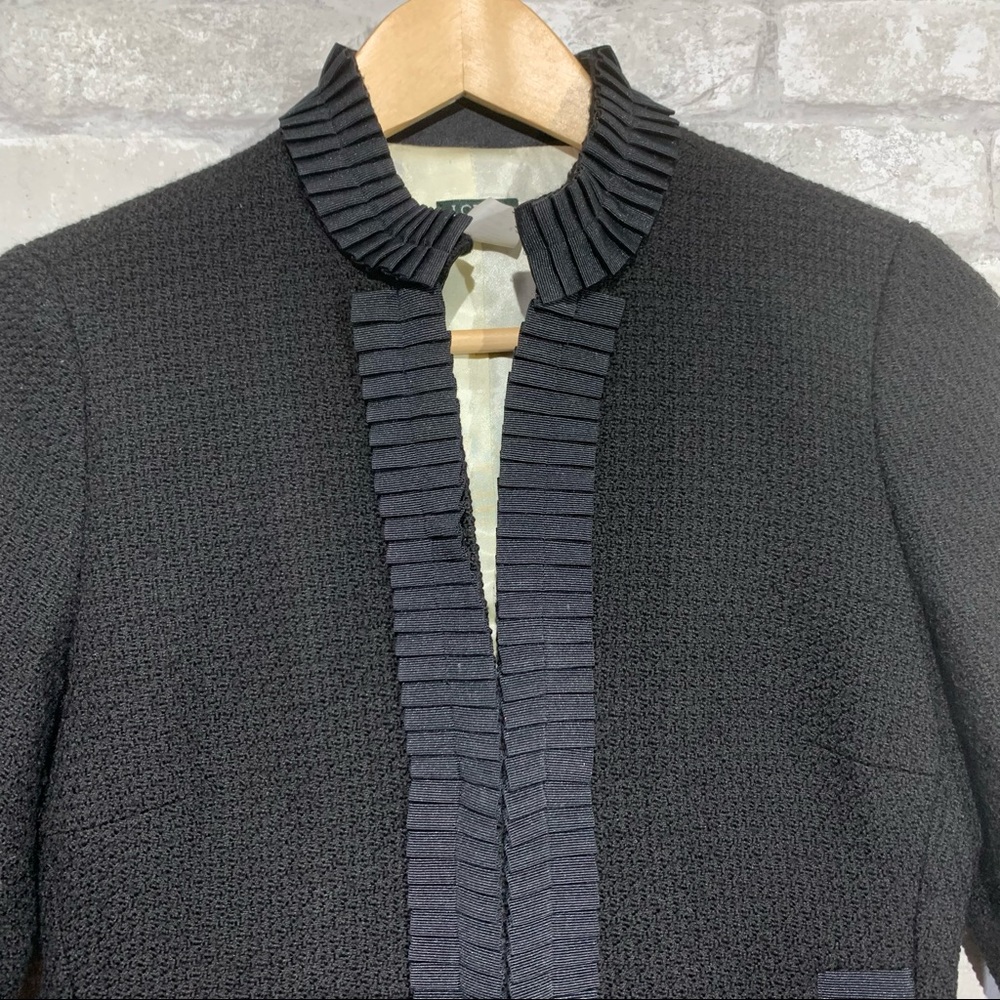 J. CREW WOOL BLEND BLAZER WITH RIBBON TRIM. HOOK AND LOOP CLOSURE. CUFF DETAIL. - Picture 3 of 11